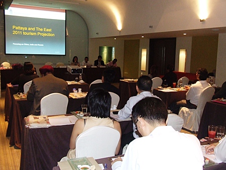 Eastern Thai Hotel Association members attend a meeting held at the Zign Hotel, Feb. 24, to discuss marketing strategies for 2011.